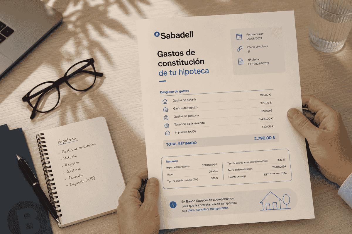 Gastos constitución hipoteca Sabadell